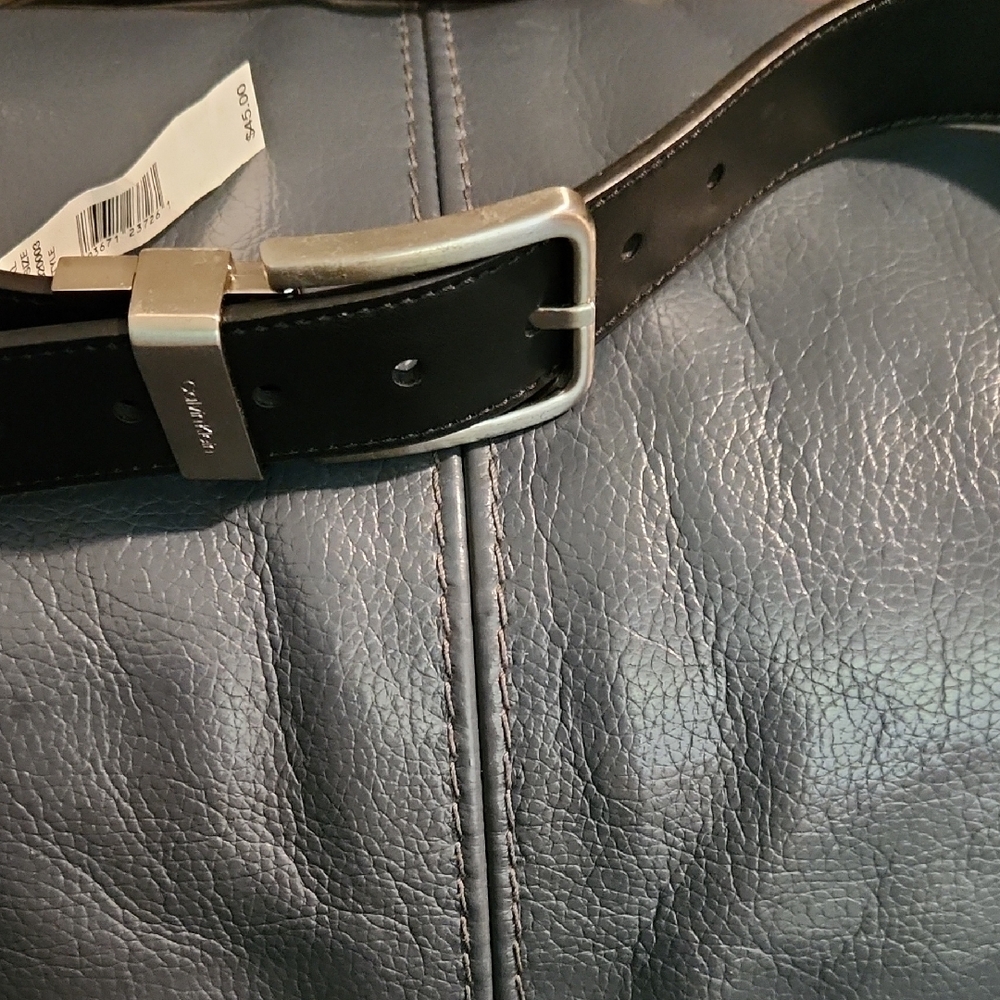 Sleek Black Belt Bag with Silver Buckle Calvin Klein